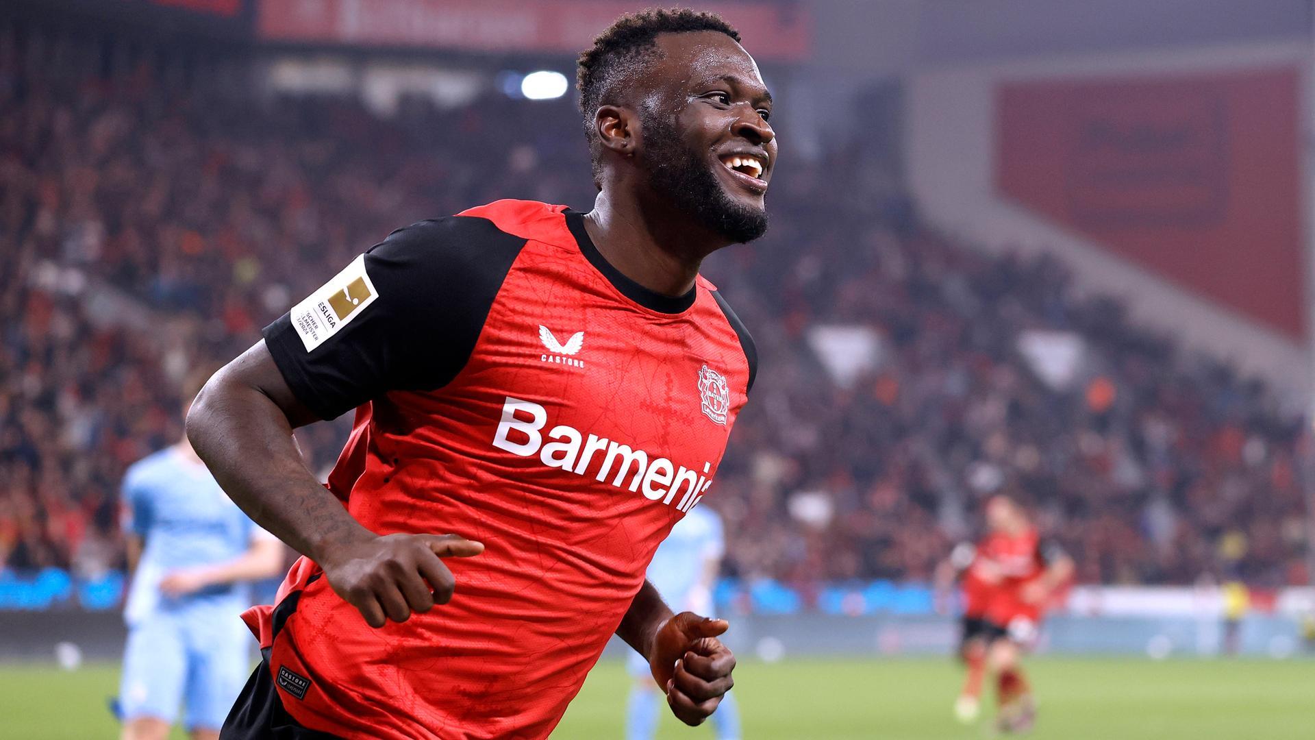 Freude bei Victor Boniface von Bayer Leverkusen  | IMAGO / Laci Perenyi