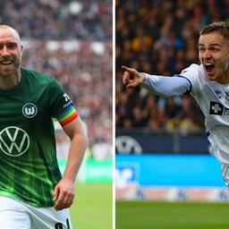 Collage: Christian Eriksen vom VfL Wolfsburg (l.) neben Filip Bilbija vom SC Paderborn