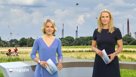Marie-Luise Bram und Gabi Lüeße moderieren das Schleswig-Holstein Magazin am 17.08.2025.