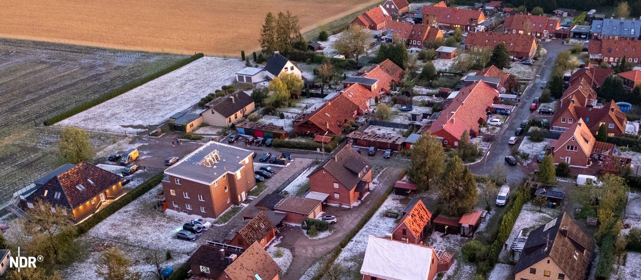 Hagel (Luftaufnahme) von Hagelschaden Heidenau, Gemeinde Tostedt.