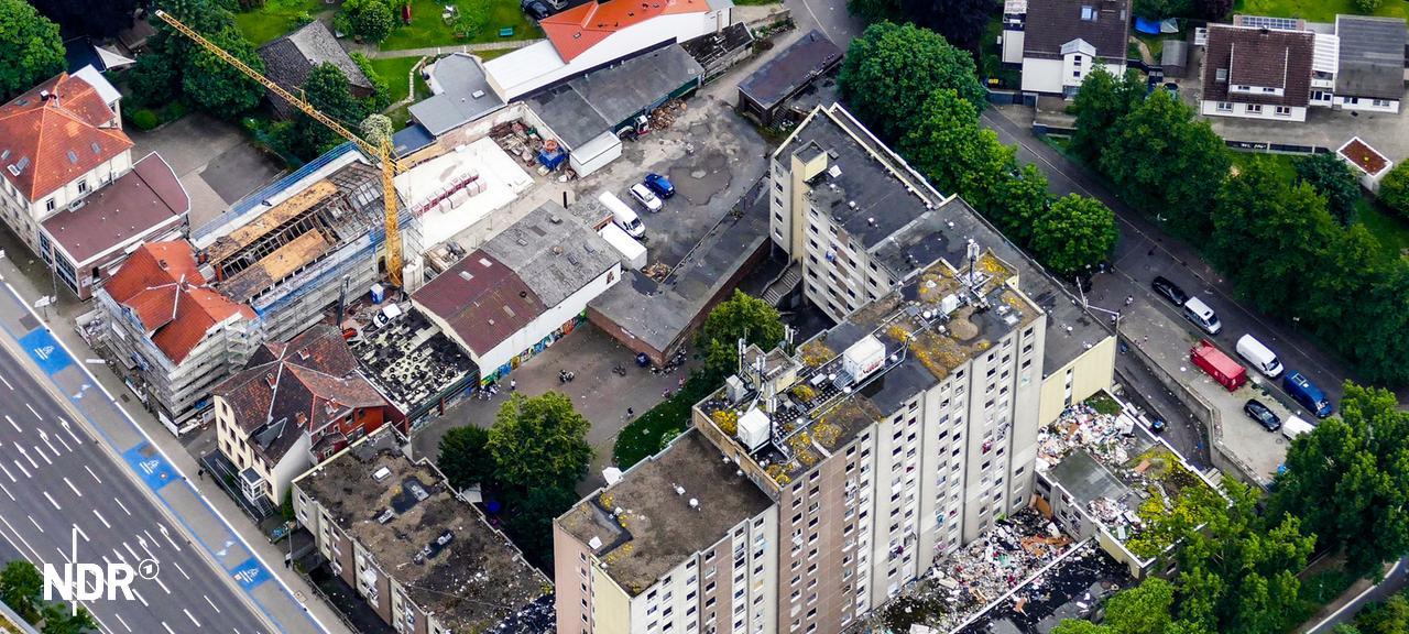 Das Hochhaus in der Groner Landstraße 9a in Göttingen aus der Luft mit einer Drohne fotografiert | Thomas Meder Das Hochhaus in der Groner Landstraße 9a in Göttingen aus der Luft mit einer Drohne fotografiert