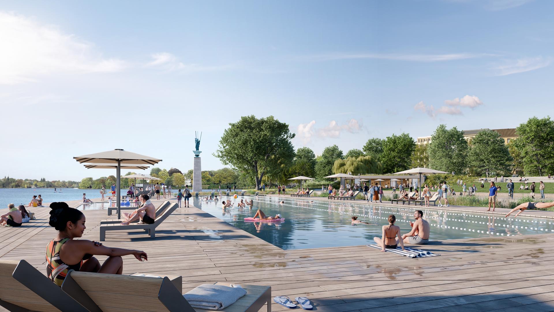 Naturbad in der Alster: Entwürfe für Badestelle am Schwanenwik vorgestellt
