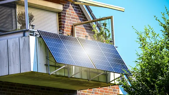 Ein Balkonkraftwerk in Kirchwerder bei Hamburg.