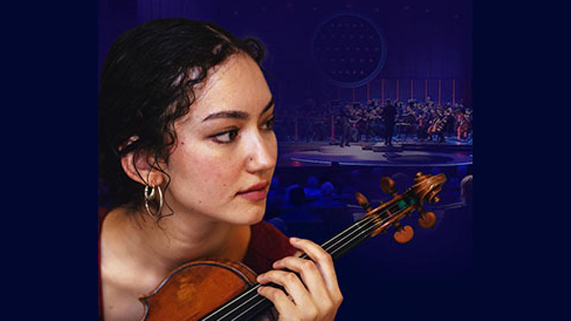 Die Geigerin Moë Dierstein im Profil mit ihrem Instrument | WDR/Zhangbo Chen/Nima Taheri