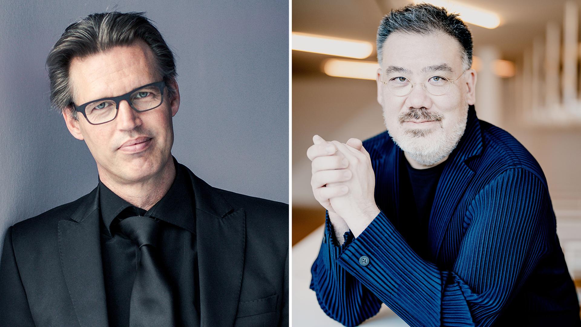 Die Chefdirigenten von NDR Elbphilharmonie Orchester und NDR Vokalensemble: Klaas Stok und Alan Gilbert | NDR, Hans van der Woerd (Stok) / Marco Borggreve (Gilbert)