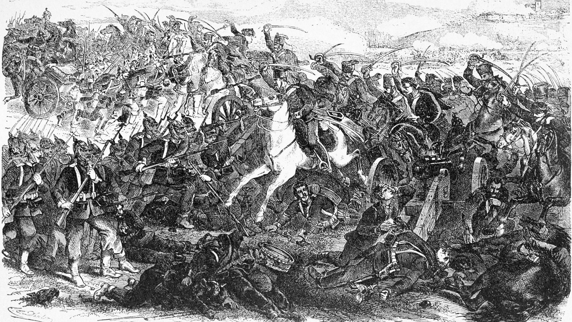  die Schlacht bei Langensalza zwischen den Truppen Preußens und seiner norddeutschen Verbündeten mit Österreich und verbündeten Staaten. | picture alliance / Sammlung Richter