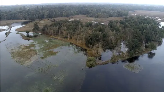 Große Flächen der Rostocker stehen bei Überschwemmungen unter Wasser.